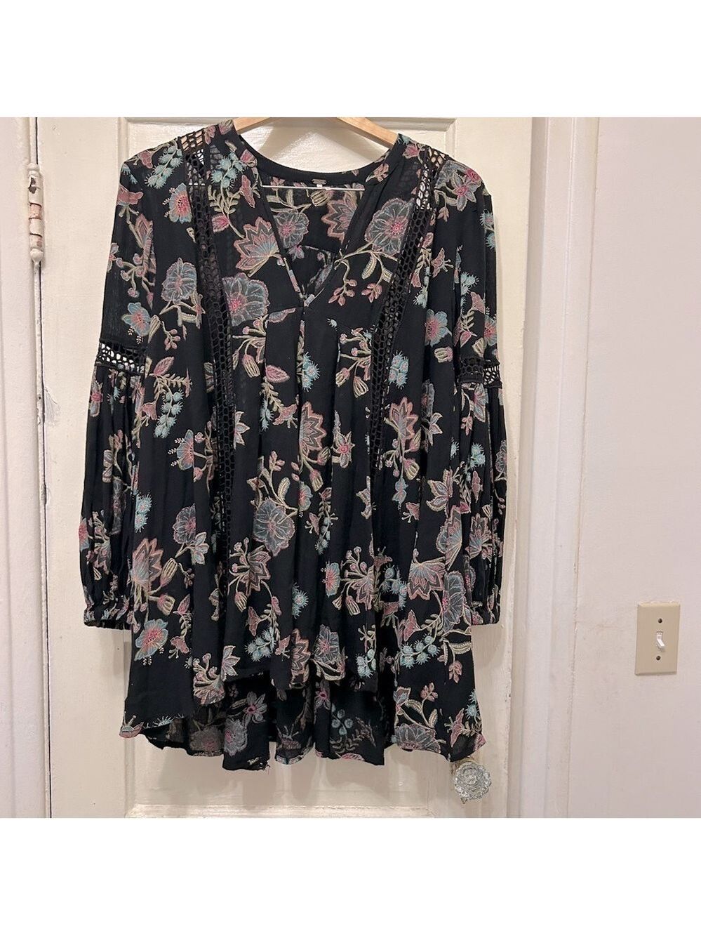 Free People Just The Two Of Us Printed Date Floral Tunic Dress Boho Festival